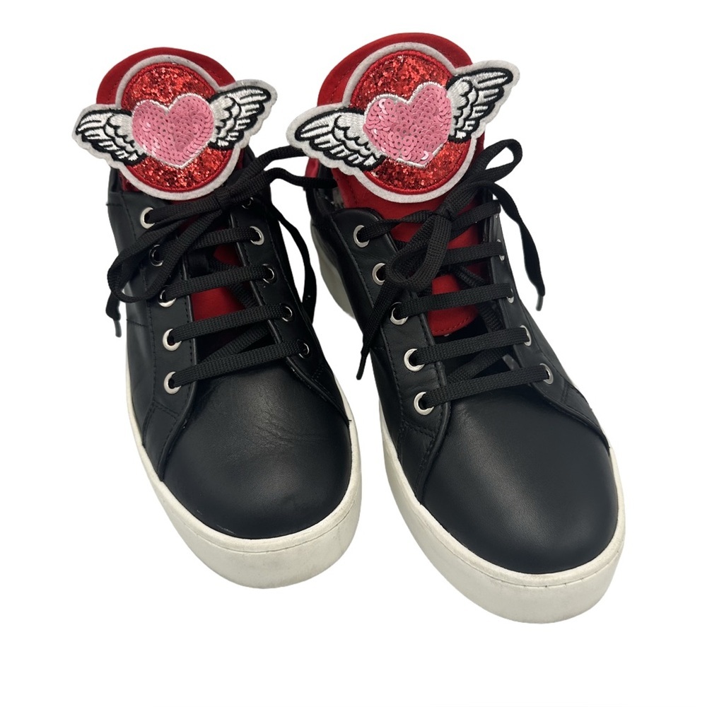 Love Moschino Black Sneakers with Red Heart Wings